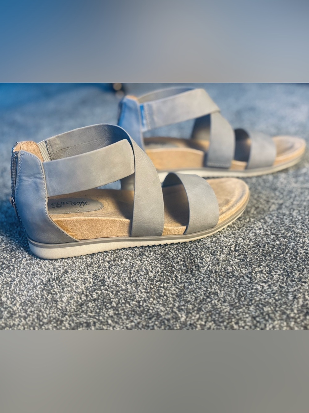 EUROSOFT Women's Light Grey Strappy Wedge Sandals - Picture 2 of 13
